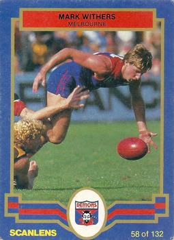 1986 Scanlens VFL #58 Mark Withers Front